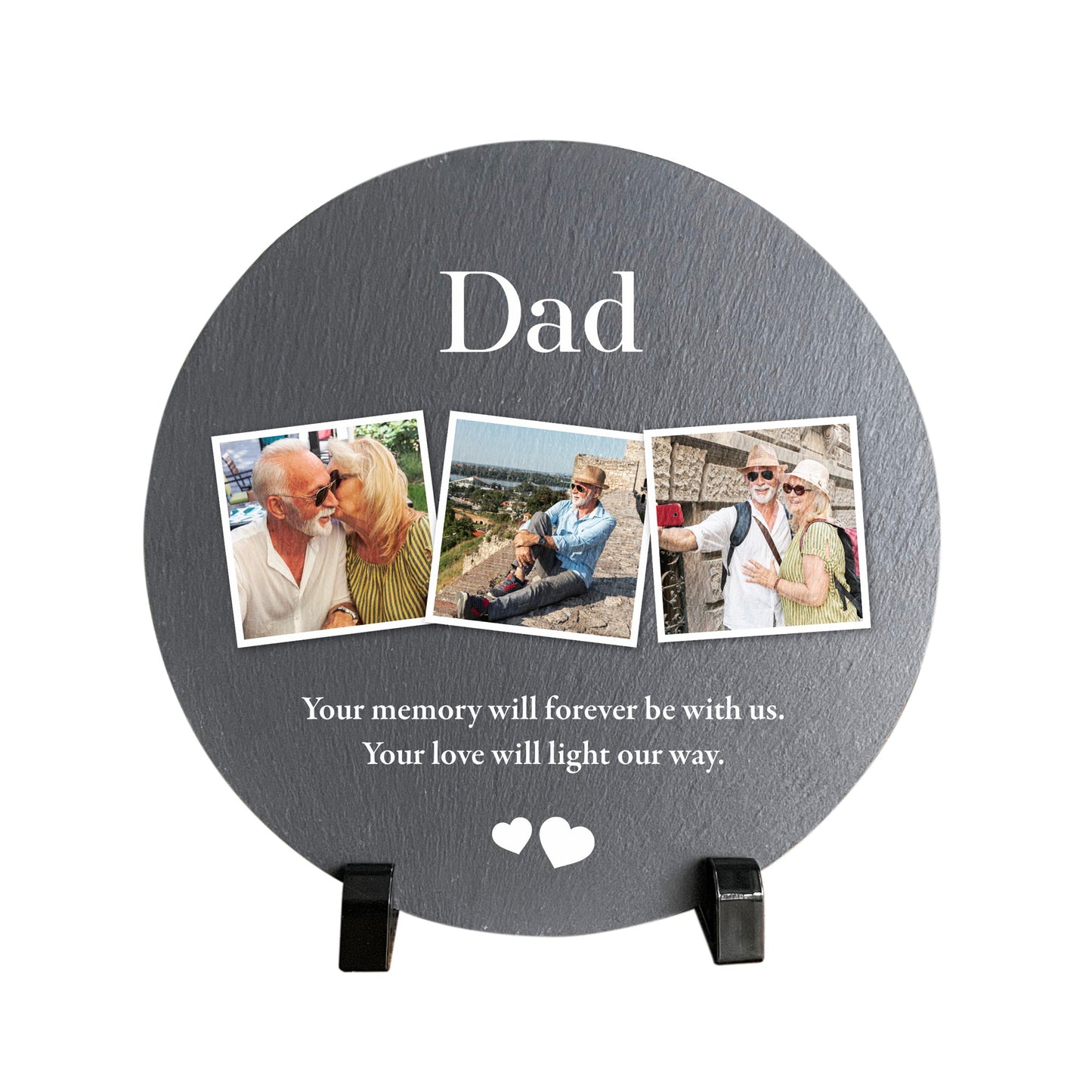 Personalised Circular Photo Slate With Stand 20cm