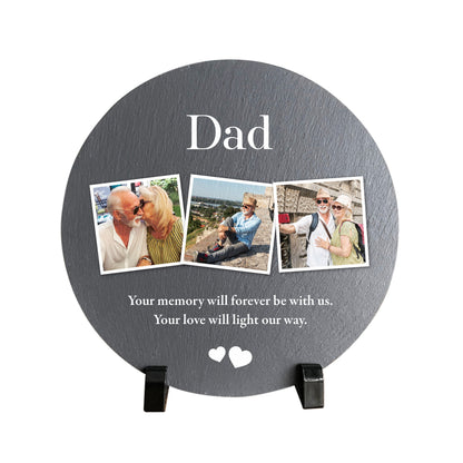Personalised Circular Photo Slate With Stand 20cm