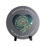 Personalised Heart Map Location Circular Slate Plaque With Stand 20cm