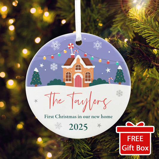 First Christmas New Home Ceramic Disc Hanging Decoration + Gift Box