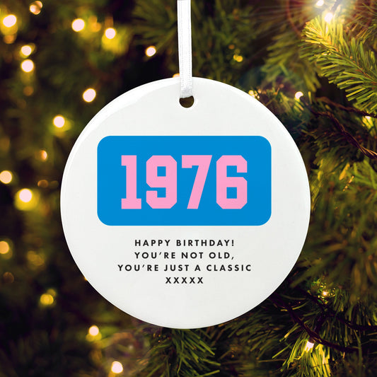 Personalised Year Milestone Ceramic Disc Hanging Decoration + Gift Box
