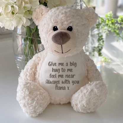 Personalised Message 'Comfort Bear' - Grey, Pink, Blue or Cream