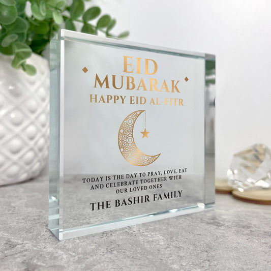 Personalised Eid al-Fitr Crescent Crystal Token