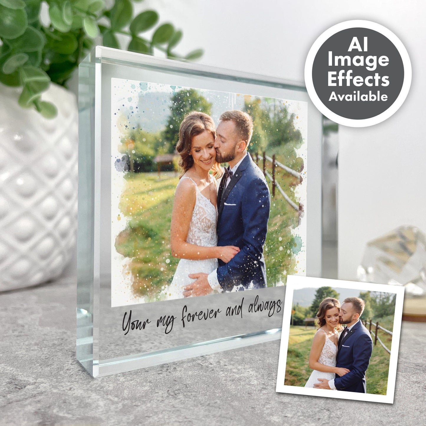 Personalised Crystal Token Gift with AI Photo Effects