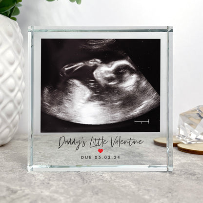 Personalised Baby Scan Red Heart Photo Crystal Token