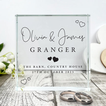Personalised Wedding Script Text Crystal Token