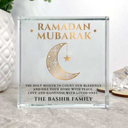 Personalised Ramadan Mubarak Crescent Crystal Token