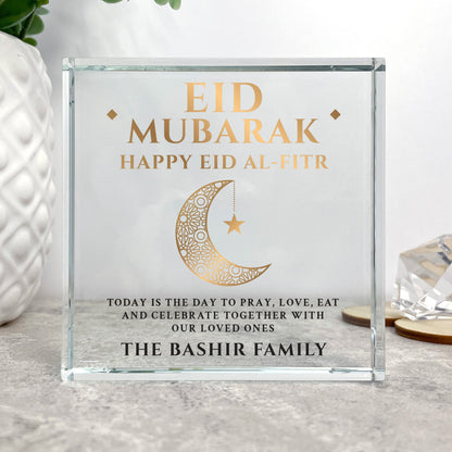 Personalised Eid al-Fitr Crescent Crystal Token