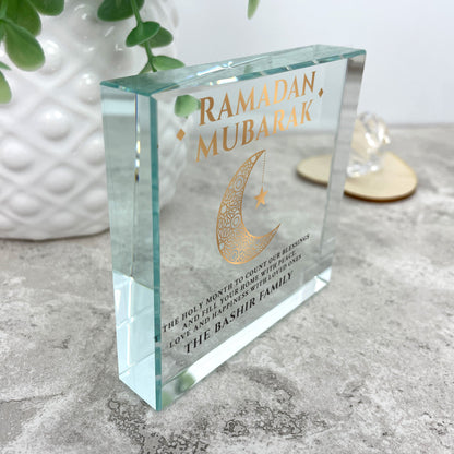 Personalised Ramadan Mubarak Crescent Crystal Token