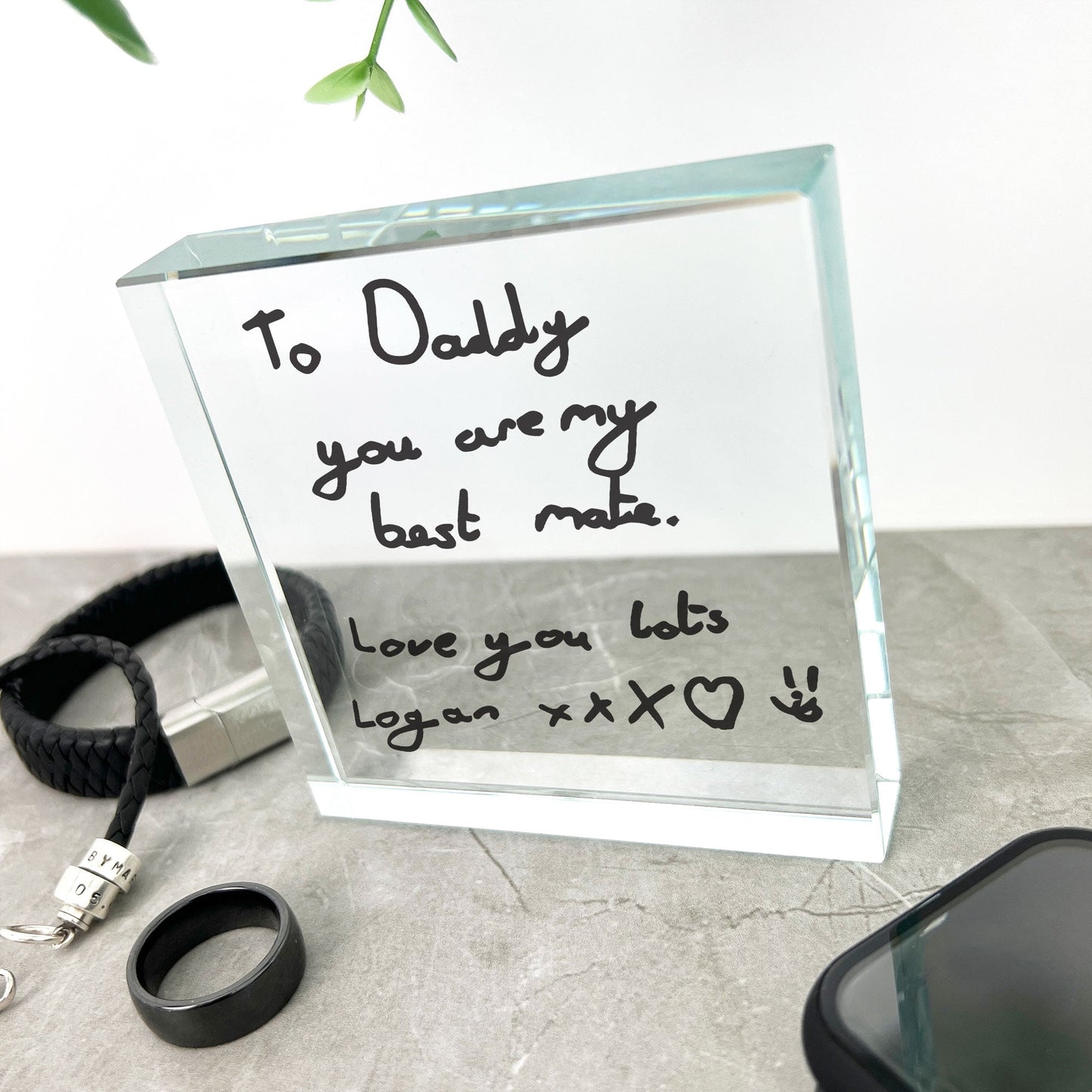 Personalised Handwriting Crystal Token | Memorial & Meaningful Gifts