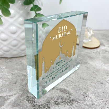 Personalised Eid al-Fitr Mosque Silhouette Crystal Token