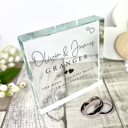 Personalised Wedding Script Text Crystal Token