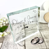 Personalised Wedding Script Text Crystal Token
