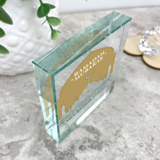 Personalised Ramadan Mubarak Mosque Silhouette Crystal Token