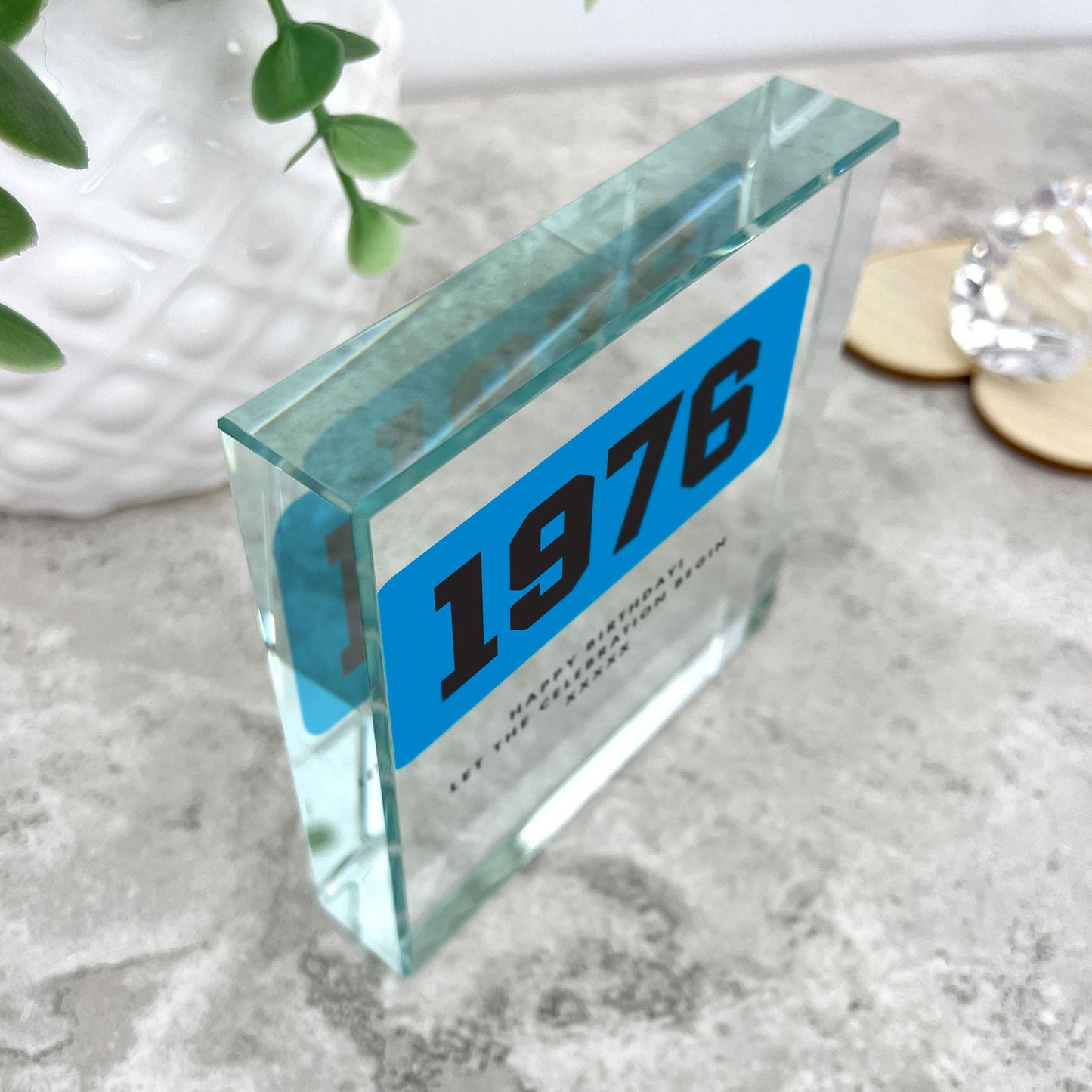 Personalised Year Milestone Crystal Token | Birthday or Anniversary Gift