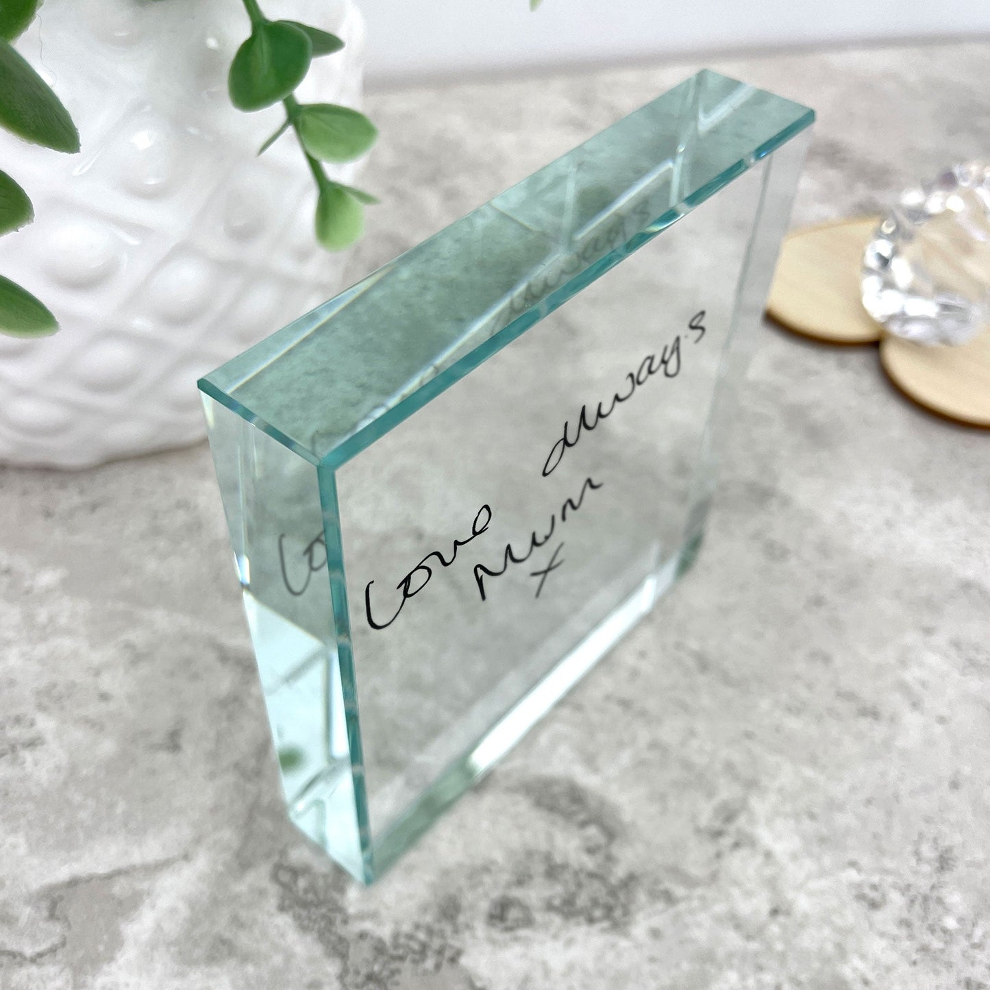 Personalised Handwriting Crystal Token | Memorial & Meaningful Gifts