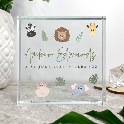 Personalised Jungle New Baby Crystal Token