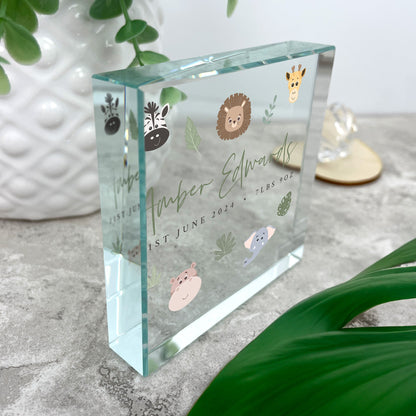 Personalised Jungle New Baby Crystal Token