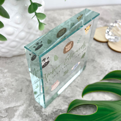 Personalised Jungle New Baby Crystal Token