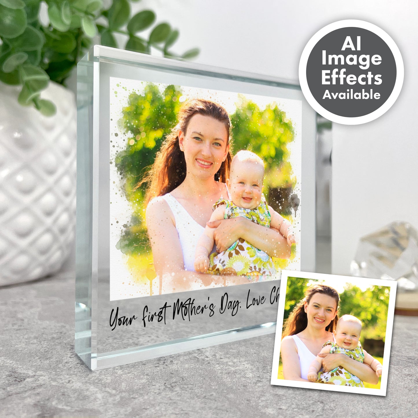 Personalised Crystal Token Gift with AI Photo Effects