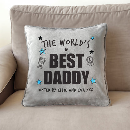 Personalised The World's Best Dad Faux Fur Cuddle Cushion