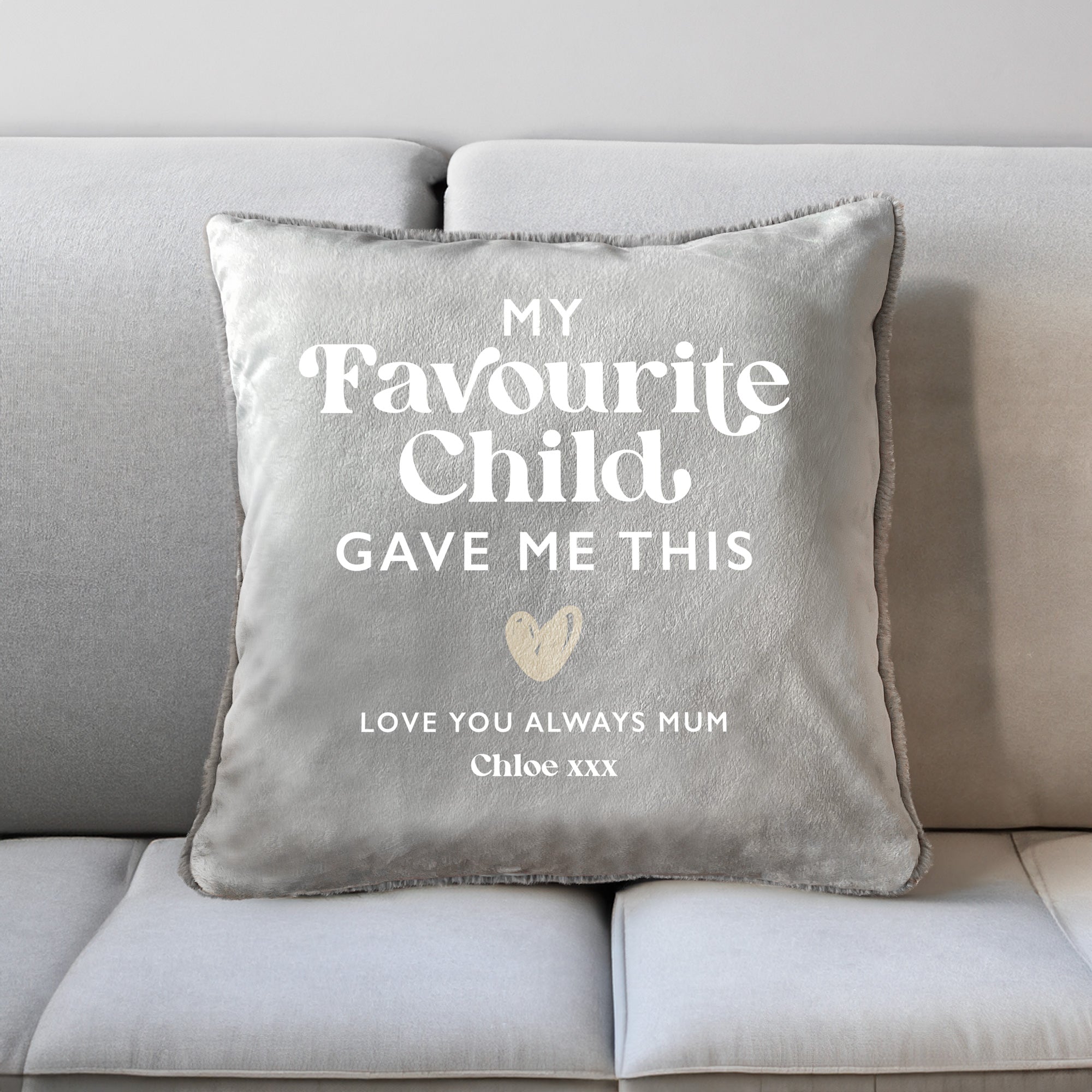 Personalised My Favourite Child Gave Me This Faux Fur Cuddle Cushion
