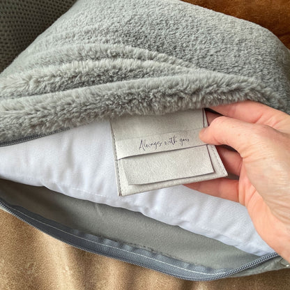 Personalised One Photo Pet Memorial Ashes Faux Fur Cuddle Cushion