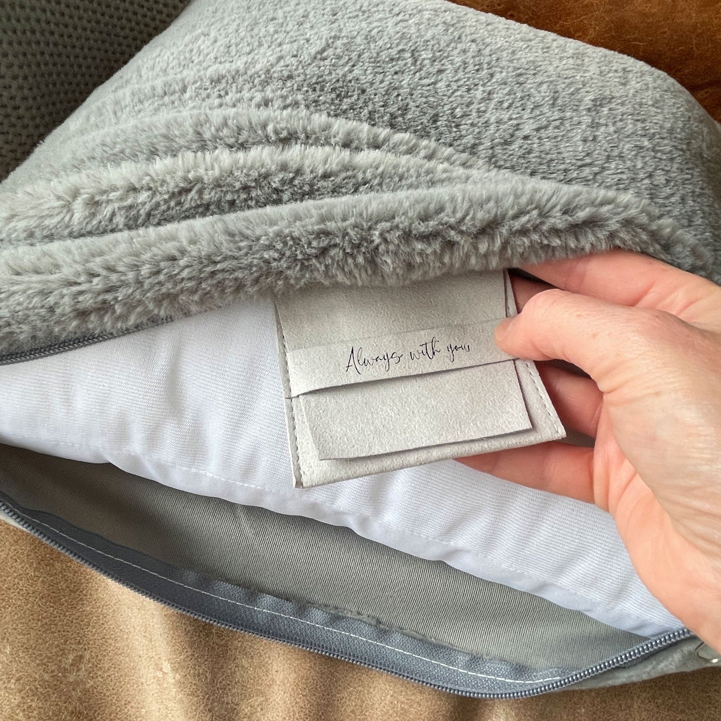 Personalised Three Photo Pet Memorial Ashes Faux Fur Cuddle Cushion