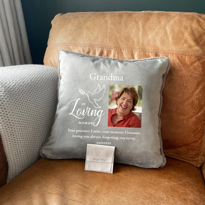 Personalised In Loving Memory Dove Photo Ashes Faux Fur Cuddle Cushion