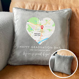Personalised Heart Map Location Faux Fur Cuddle Cushion