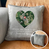 Personalised Heart Map Location Faux Fur Cuddle Cushion