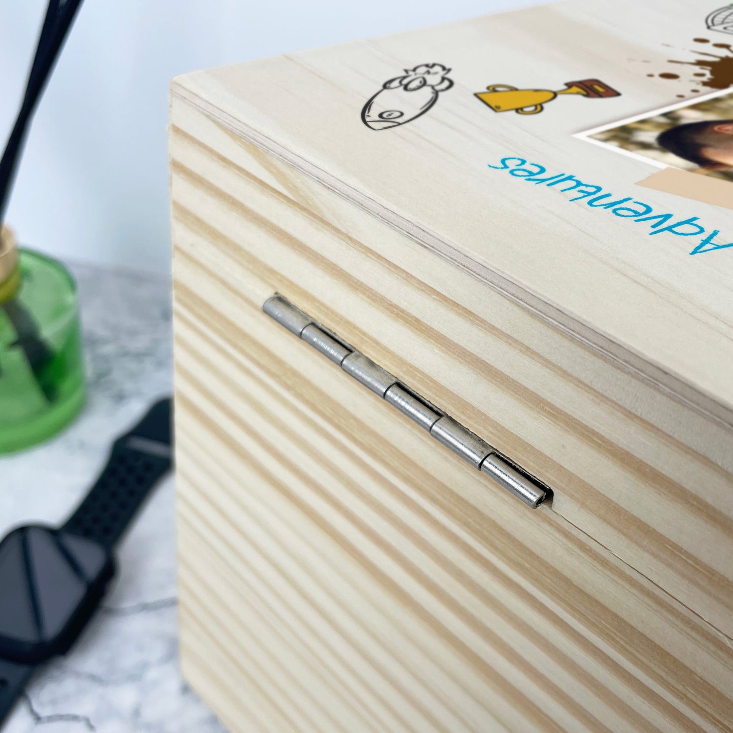 Personalised 'Our Adventures' Kids Doodles Pine Memory Box - 5 Sizes