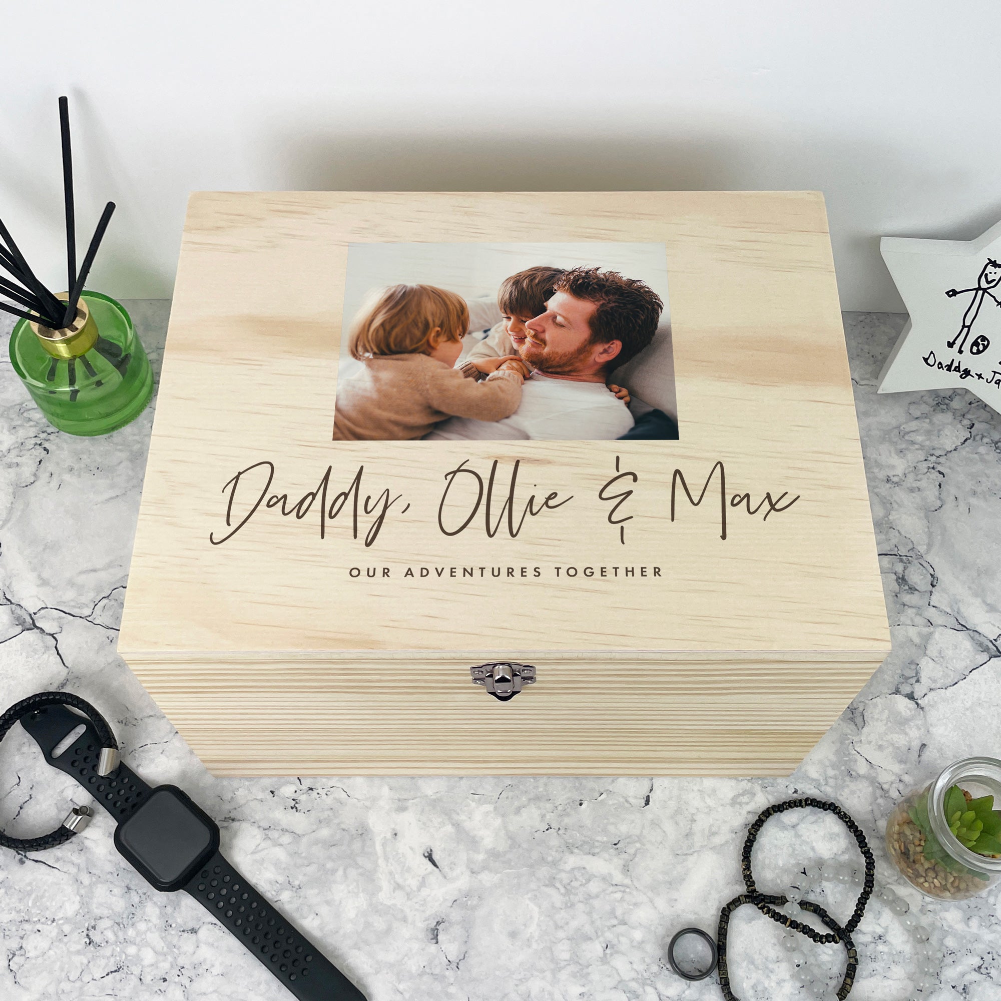 Personalised Our Adventures Together Pine Photo Memory Box - 5 Sizes