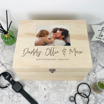 Personalised Our Adventures Together Pine Photo Memory Box - 5 Sizes