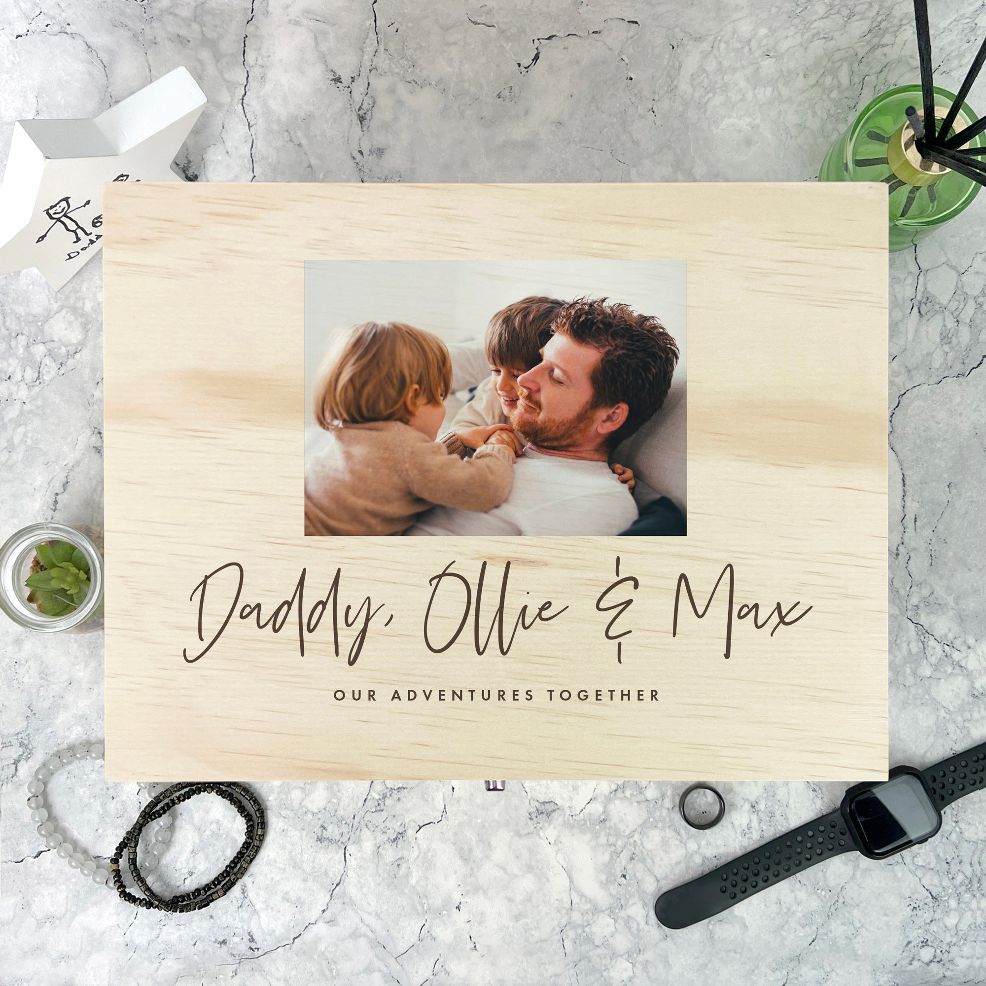 Personalised Our Adventures Together Pine Photo Memory Box - 5 Sizes