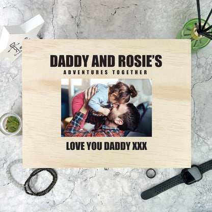 Personalised Bold Custom Text Pine Photo Memory Box - 5 Sizes