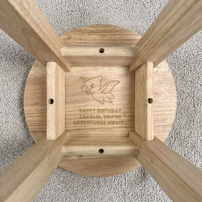 Personalised Wooden Dinosaur Toddler Step Stool | Nursery Decor & First Birthday Gift