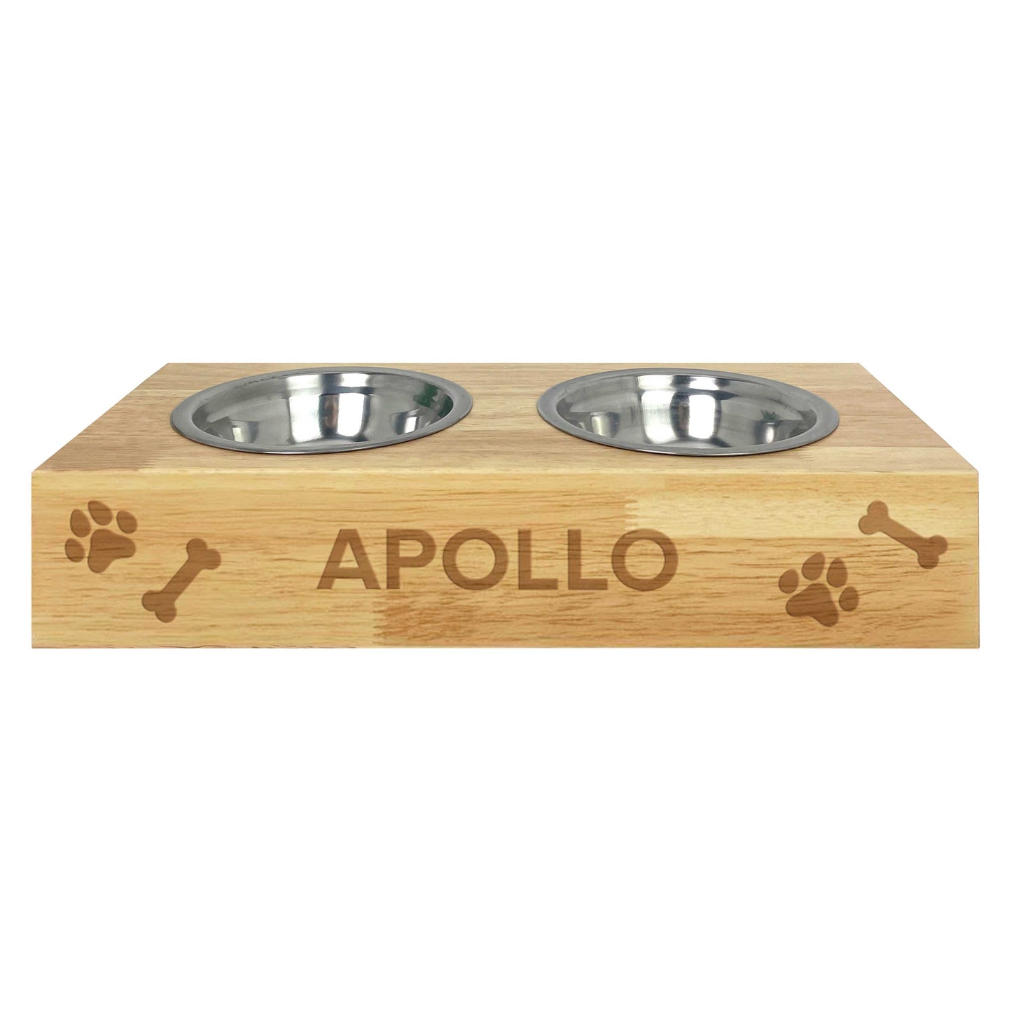 Personalised Wooden Raised Double Dog Bowl