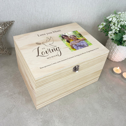 Personalised In Loving Memory Dove Photo Keepsake Box - 5 Sizes