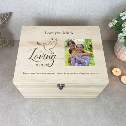 Personalised In Loving Memory Dove Photo Keepsake Box - 5 Sizes