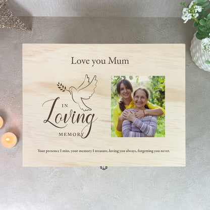 Personalised In Loving Memory Dove Photo Keepsake Box - 5 Sizes