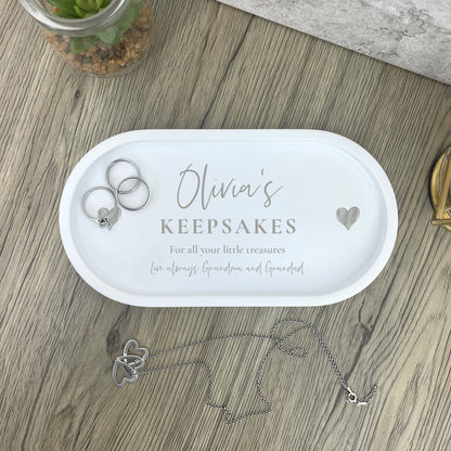 Personalised Script Text & Hearts Trinket Tray