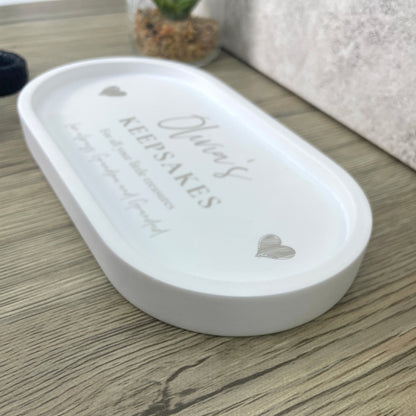 Personalised Script Text & Hearts Trinket Tray