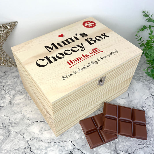 Personalised Snack/Choccy Box Pine Hamper Box - 5 Sizes (16cm | 20cm | 26cm | 30cm | 36cm)