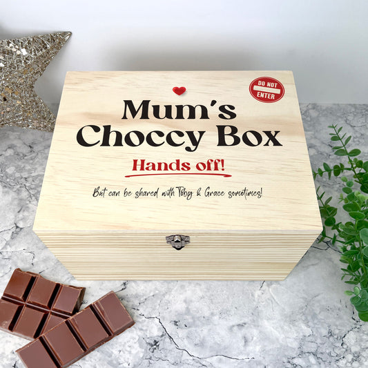Personalised Snack/Choccy Box Pine Hamper Box - 5 Sizes (16cm | 20cm | 26cm | 30cm | 36cm)