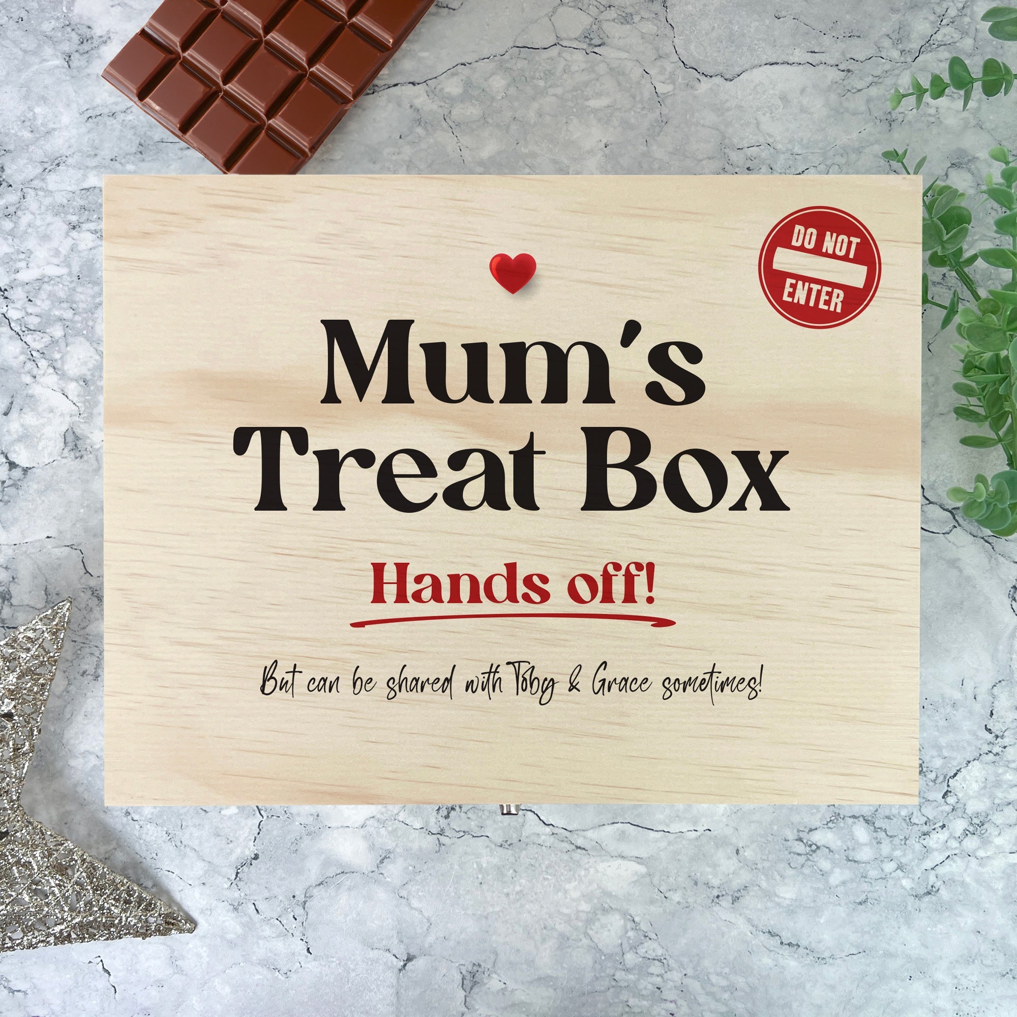 Personalised Snack/Choccy Box Pine Hamper Box - 5 Sizes (16cm | 20cm | 26cm | 30cm | 36cm)