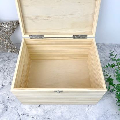 Personalised Snack/Choccy Box Pine Hamper Box - 5 Sizes (16cm | 20cm | 26cm | 30cm | 36cm)