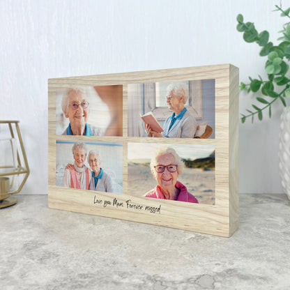 Personalised Freestanding Four Photo Giant Wooden Block (15cm x 21cm) - Landscape