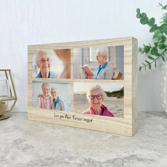 Personalised Freestanding Four Photo Giant Wooden Block (15cm x 21cm) - Landscape