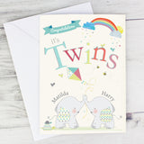 Personalised Hessian Elephant Twins Card